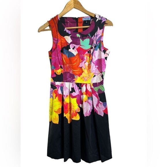 Cynthia Rowley Black & Multicolored Floral Sleeveless Dress Size 2 - Picture 3 of 6